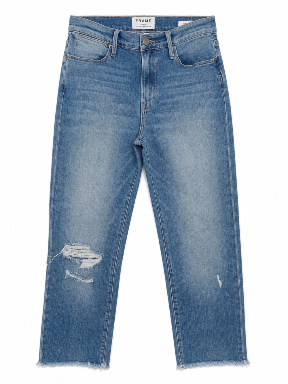 FRAME Le High Straight Distressed Crop Jeans Light Wash Size 28